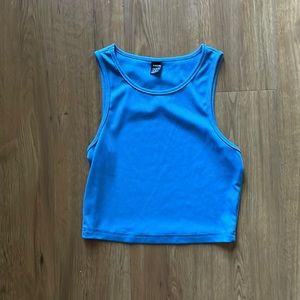 Ribbed blue crop tank